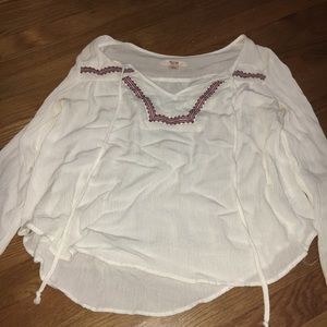 White Flowy Peasant Top
